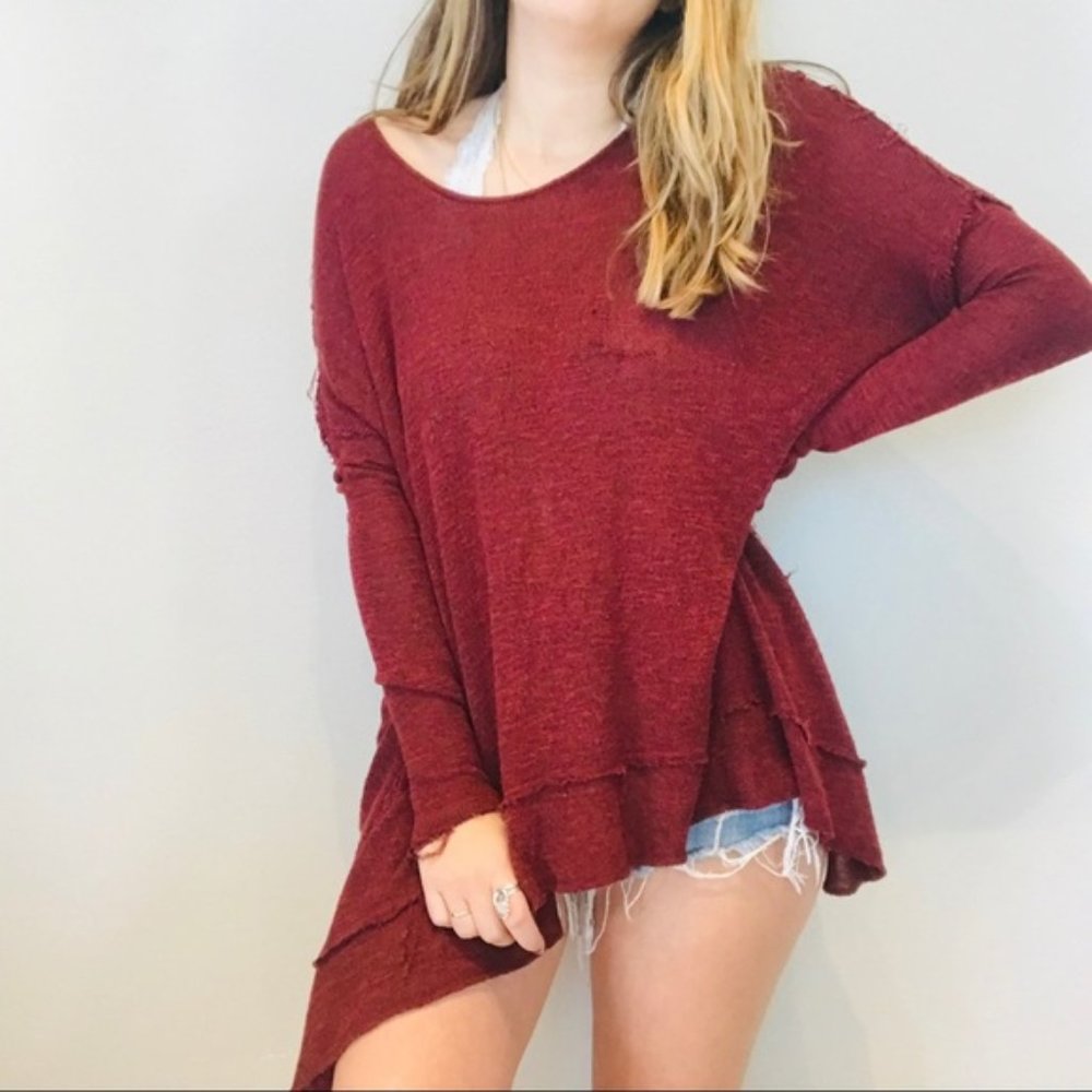 Free people maroon knit twist backless sweater - Picture 4 of 7